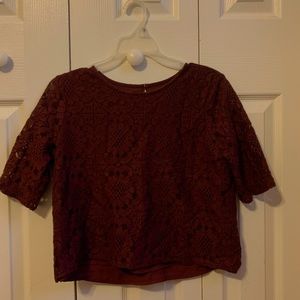 A&F Maroon Lace Blouse